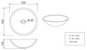 Valerie opzetwastafel Solid Surface 43 cm – Wit