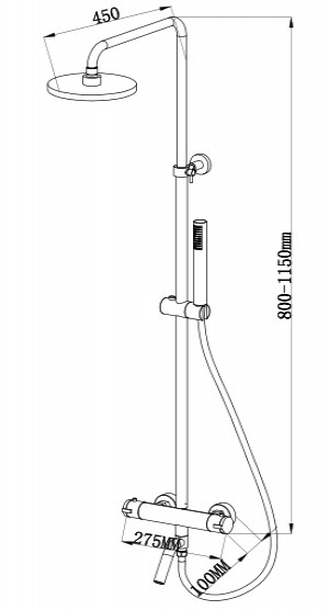 Caral thermostatische badopbouwset 20 cm chroom